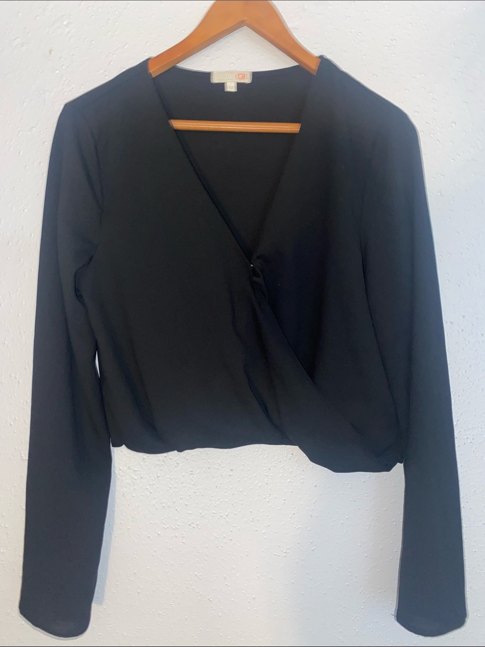 Gianni Bini Black Long-Sleeve Wrap Top